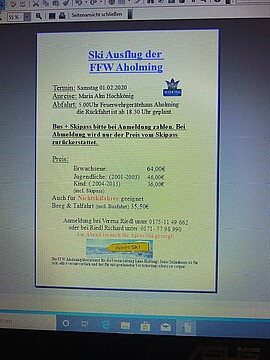 Banner Ski Ausflug der Feuerwehr Aholming