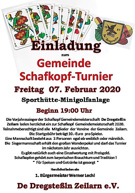 Banner Schafkopf Gemeindemeisterschaft - De Dregsteßln