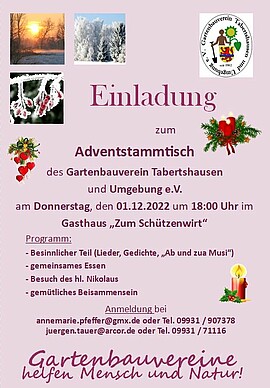 Banner Gartenbauverein Tabertshausen - Adventstammtisch mit Nikolausbesuch
