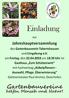 Logo Jahreshauptversammlung Gartenbauverein Tabertshausen