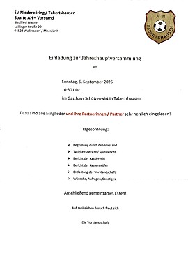 Banner Jahreshauptversammlung AH Tabertshausen 