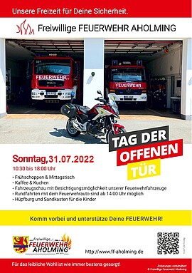 Banner Tag der Offenen Tür der Freiwilligen Feuerwehr Aholming