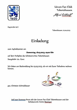 Banner Asphaltturnier 1860 Fanclub Tabertshausen