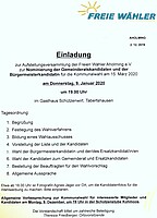 Logo FW Aholming - Nominierung der Gemeinderatskandidaten und Bürgermeisterkandidatin