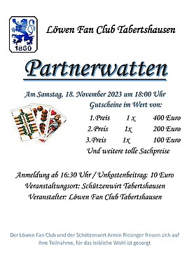 Banner Watterturnier 1860 Fanclub Tabertshausen