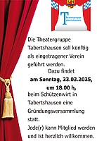 Logo Gründungsversammlung Theatergruppe Tabertshausen als eingetragener Verein